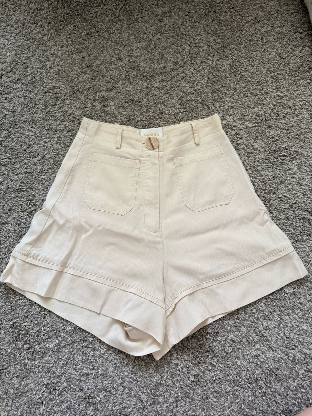 Sancia Peach Cream High-Waist Tailored Shorts
